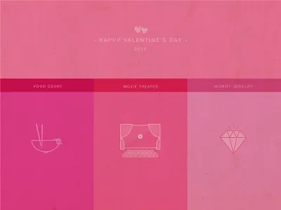 Family Valentine's Day Outing Design family food icon jewelry movie pink ui ux valentine vector