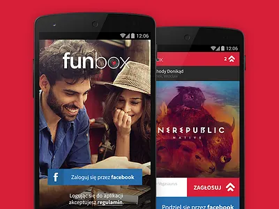 Funbox app boarding login mobile ui welcome