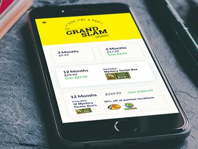 Grand Slam Upgrade app design fishing iphone upgrade