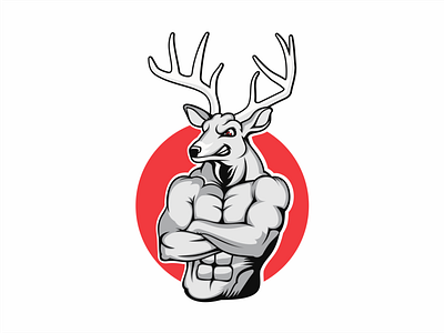 Angry Deer animals deer fitness gym illustration nutrition