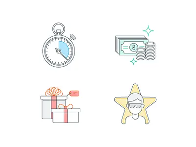 Finova Icons clock gift icons money star