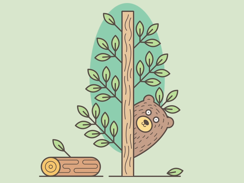 Hey! Bear animation artwork bear design flat gif illustration tree