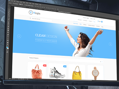 Virgin WIP banner blue clean ecommerce flat itsekhtiar layout theme ui ux website wip