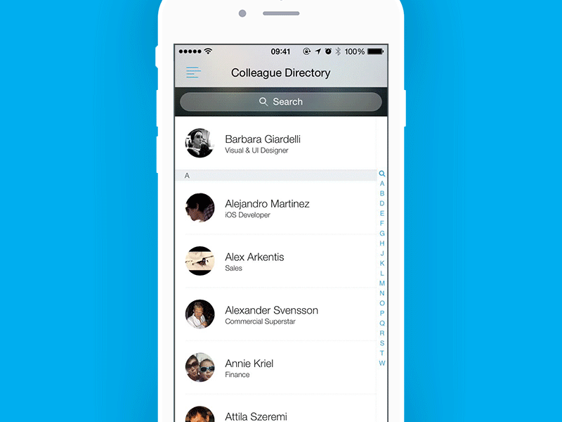 Workangel- Colleague Directory Animation animation benefit directory employee ios list ui ux