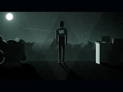 Departure airplane biker galaxy illustration macbook moon motorcycle mountains office stars suit tron