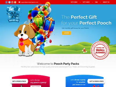 Pooch Party Packs animals beecloud clean gift box party pets professional subscription web development webdesign