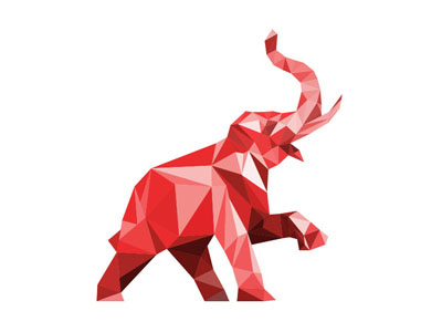 Red elephant animal elephant polygons red triangles wild