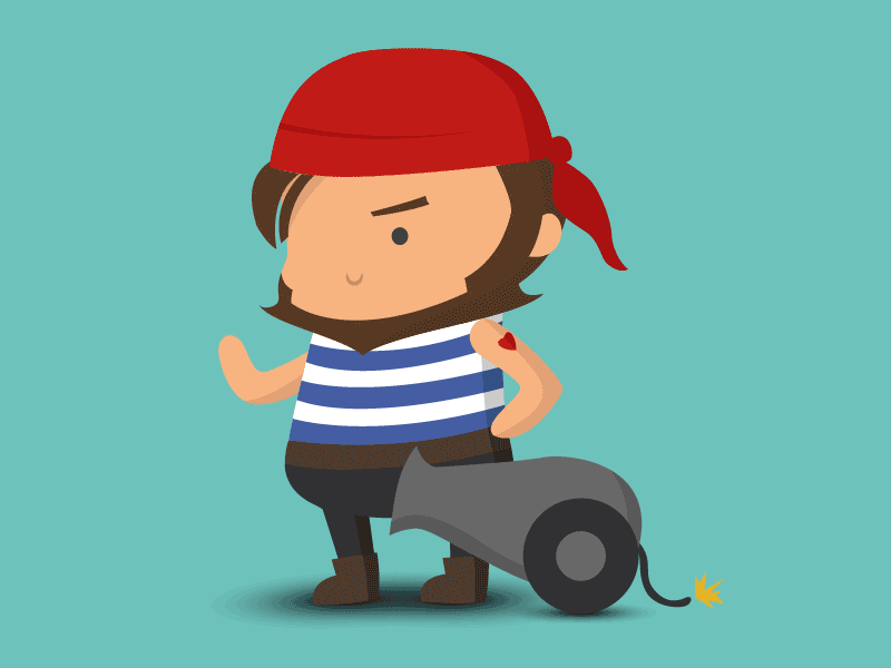 Whale Lab's Crew | Roberto, The Artilleryman animation beard cannon character design crew flat graphic design illustration pirate staff tattoo whalelab