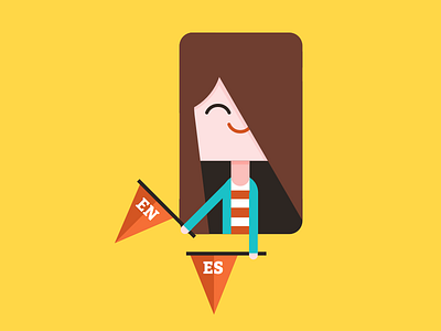 Translator character design flat illustration