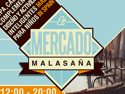 El Mercado Malasaña bicycle blue branding graphic design hipster malasaña orange street sign