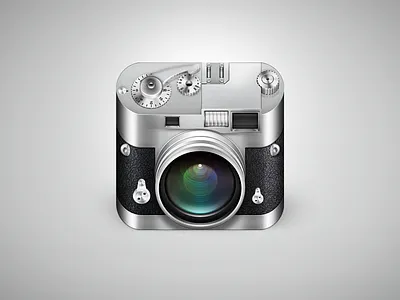 Leica 2d 3d camera icon illustration leica oldschool photoshop skeuomorph style