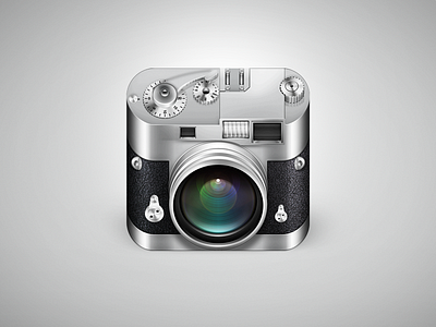 Leica 2d 3d camera icon illustration leica oldschool photoshop skeuomorph style