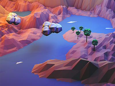 Lake c4d cinema 4d lake low poly