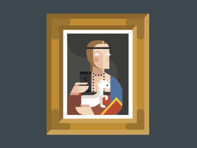 Lady with an Ermine Selfie art da vinci flat illustration iphone paint selfie stolz