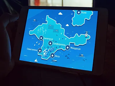 Crimea branding clouds design fish flat game design graphic design ground identity ill illustra illustration map mountains navigation pin ship ui yacht