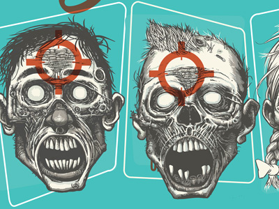 Aim for the Head drawing half tone illustration zombies