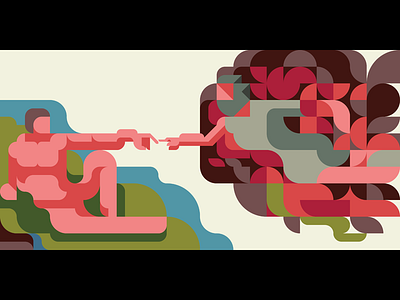 The Creation of Adam -with a Drawing app- bible chapel flat flatdesign iphone masterpiece michelangelo patchworkapp renaissance sistine vatican