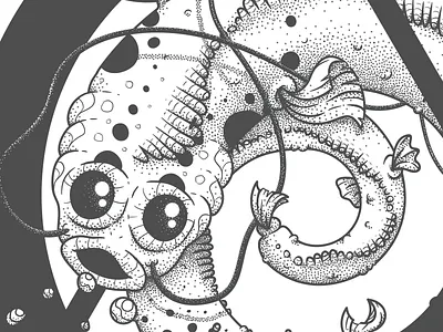 Animal detail animal fish illustration lineart stippling