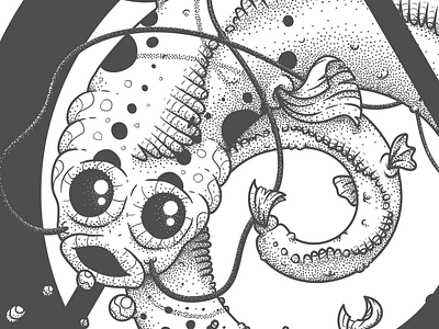 Animal detail animal fish illustration lineart stippling