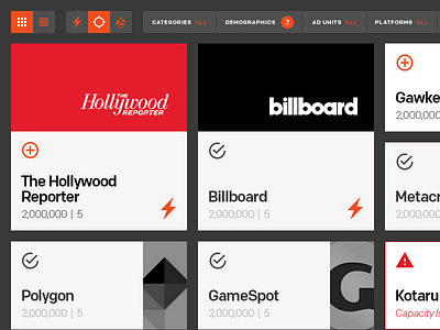 Media Buying Site Plan Builder filtering grid media touch