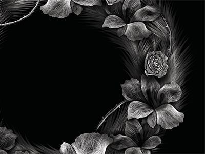 dying coffee poster black and white flower illustration poster wreath