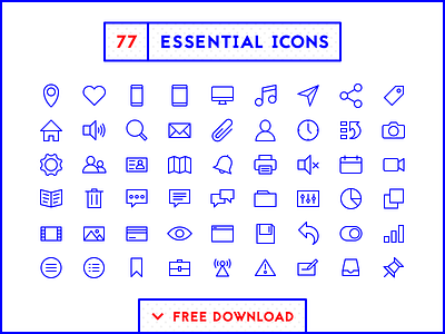 77 Essential Icons - Free Download bryn taylor download essential icons free free download freebie icon icon set iconography icons resources ui