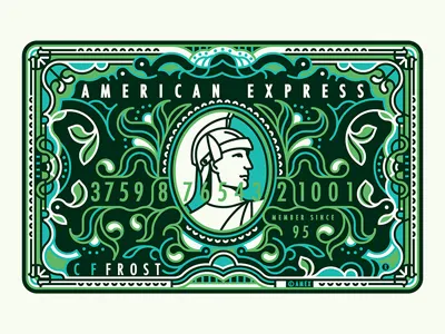 Amex Green Card amex art banking border card custom decorative illustration line money pattern vector