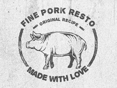 Fine Pork Restaurant badges branding food logo restaurant retro vector vintage