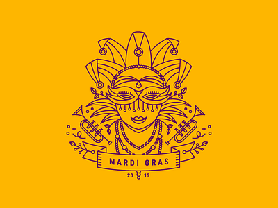 Happy Mardi Gras! beads festival line art mardi gras mask music new orleans jester parades trumpet