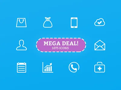 Iconsolid 1075 Icons deal download icons pack set