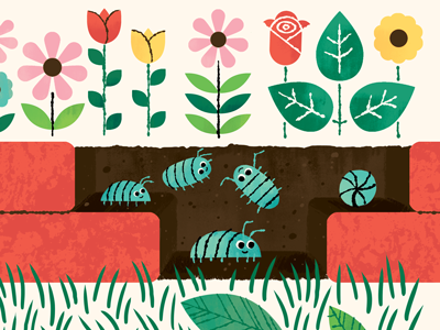 Potato Bugs backyard bug flowers garden illustration pill bugs potato bugs roly polies sow bugs woodlice