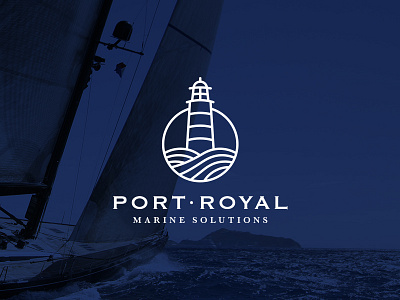 Port Royal Marine Solutions brand branding corporate identity lighthouse logo marine port royal regatta sail sailing sea