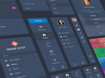 Navigation Sneak Peek avatar dark gradient icons interface menu navigation sidebar ui