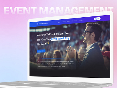 Event Booking Pro branding design dribbble event management graphic design hire hmtech360 landing page ui uiux ux research web webdesign