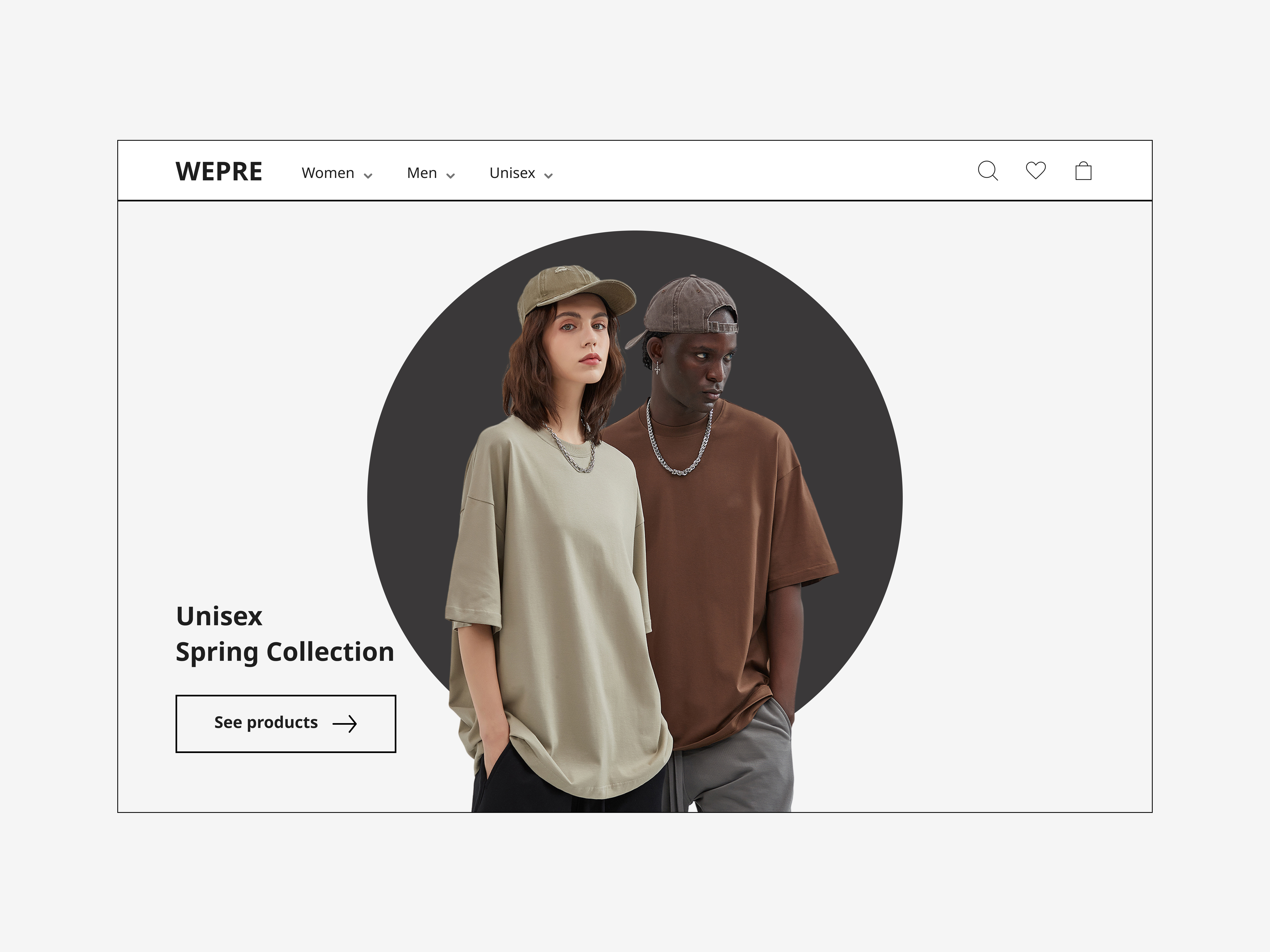 Wepre - E-commerce Hero Concept brand cloth clothing store e commerce gray hero landing light minimal online shop store ui ux