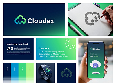 Cloudex Logo Design | Modern Tech Cloud Logo & Branding app icon brand identity branding business logo cloud creative gradient graphic design letter c logo logo design minimalist modern pixel saas sky software tech technology