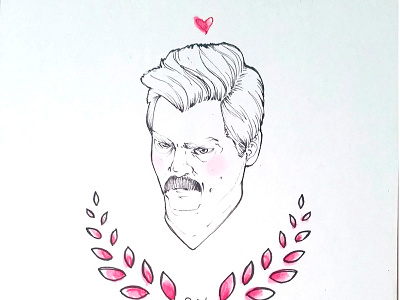 Ron Swanson character drawing illustration parks rec ron swanson valentine