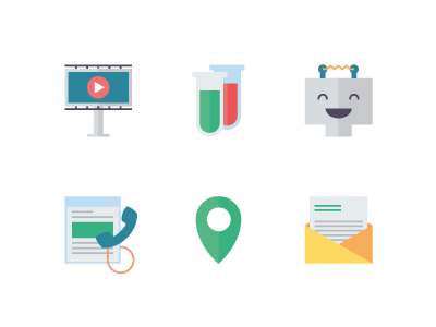 Icon set ad icon letter location robot test