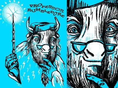 Professor Rumbledore bison bnbcintiq crossover harry potter illustration okc thunder rumble thunder