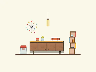 New Classic Sideboard clock console deco furniture ikea ps illustrator mid century miguelcm seat sideboard speaker wood