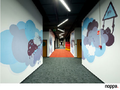 Viacom office Budapest, wall design graphic illustration