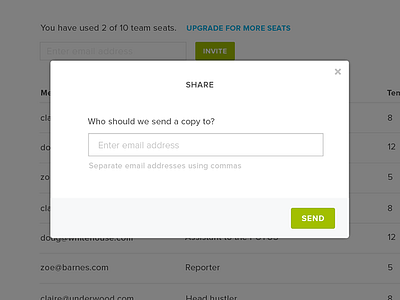 Share Modal button esignatures hellosign icons menu modal redesign typography ui user interface ux web