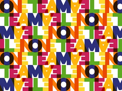 ONE TEAM atrokhau clean crisp flat geometry logo minimal minimalist multicolor simple type typography