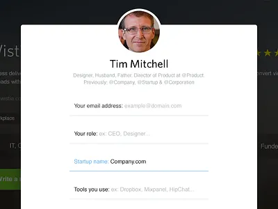 Edit profile edit inputs popup profile white