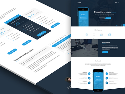 Evoke app blue dark icons landing page mobile app web app