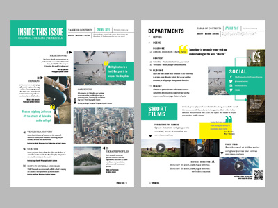 Table of Contents Redesign magazine layout design table of contents team horizons