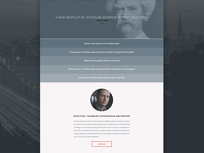 Thiel Fellowship, About Page Detail app iconography ios minimal thiel typography ui ux