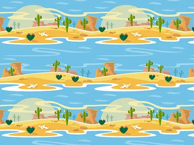 Desert Love Pattern arid butte cactus desert fabric illustration pattern repeat rocks skull southwest textile