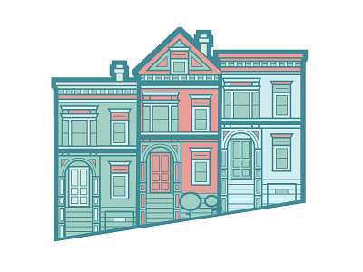 The Painted Ladies of San Francisco architecture icon illustration lineart map painted ladies san francisco