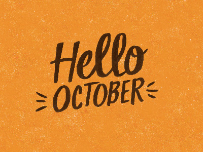 Hello October brush lettering